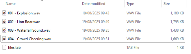 Audio Files shown in the Sequencing View